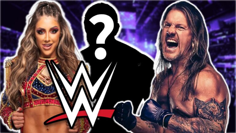 AEW's Britt Baker and Chris Jericho with WWE logo