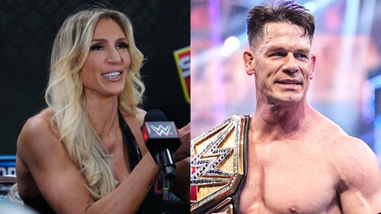 WWE's Charlotte Flair next to John Cena