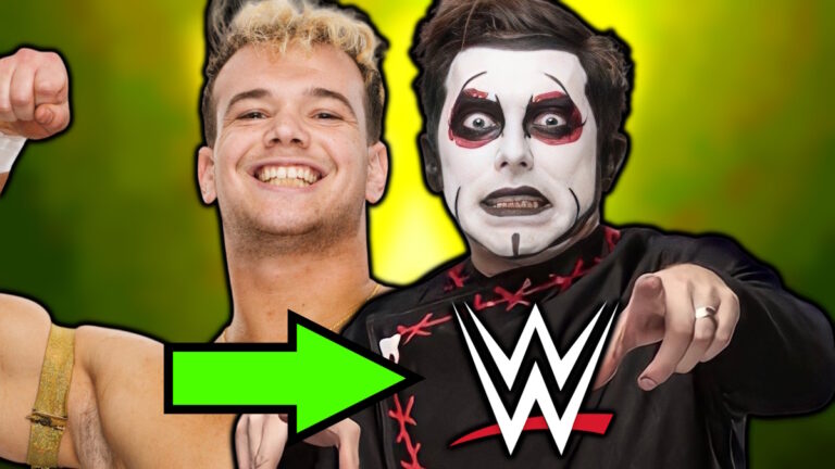 WWE logo, Jack Cartwheel and Danhausen