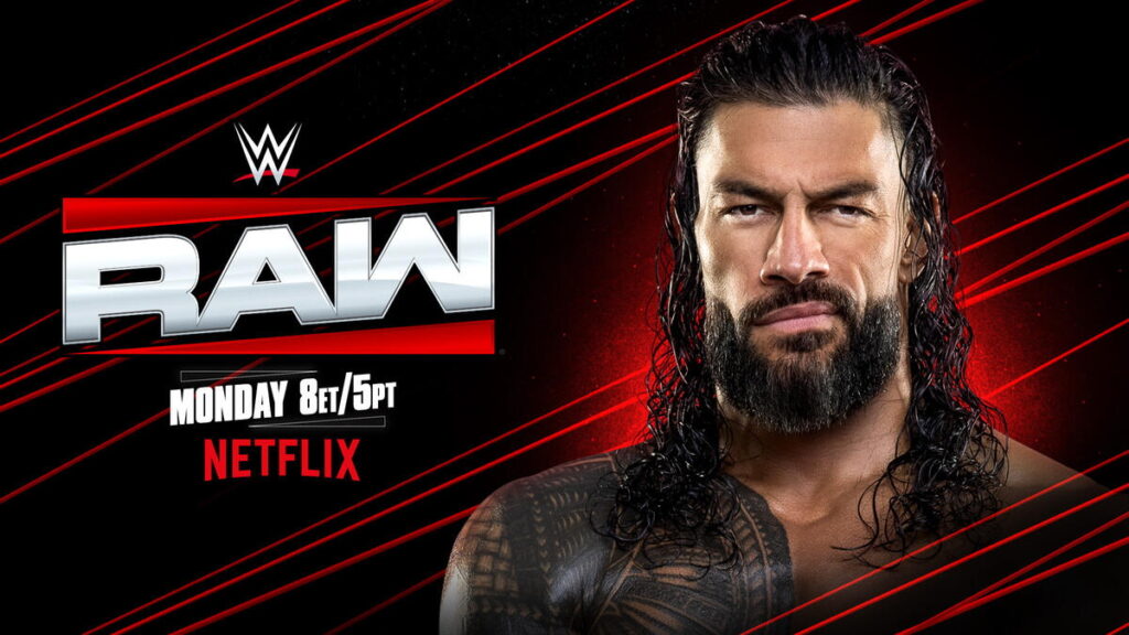 WWE Raw logo and Roman Reigns