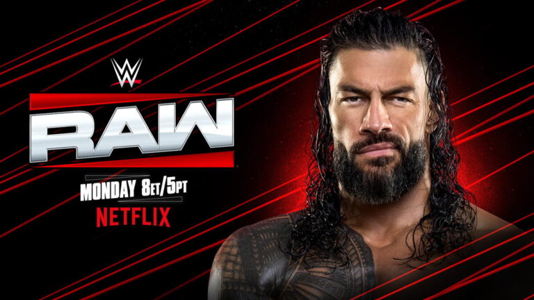 WWE Raw logo and Roman Reigns