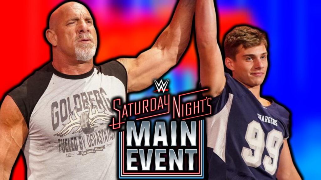 WWE Saturday Night's Main Event logo and Gage Goldberg