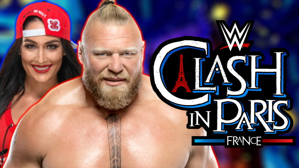 WWE Clash In Paris logo, Nikki Bella and Brock Lesnar