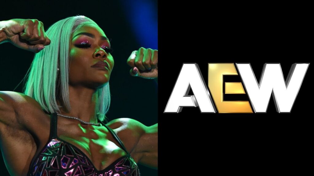 Jade Cargill next to the AEW logo