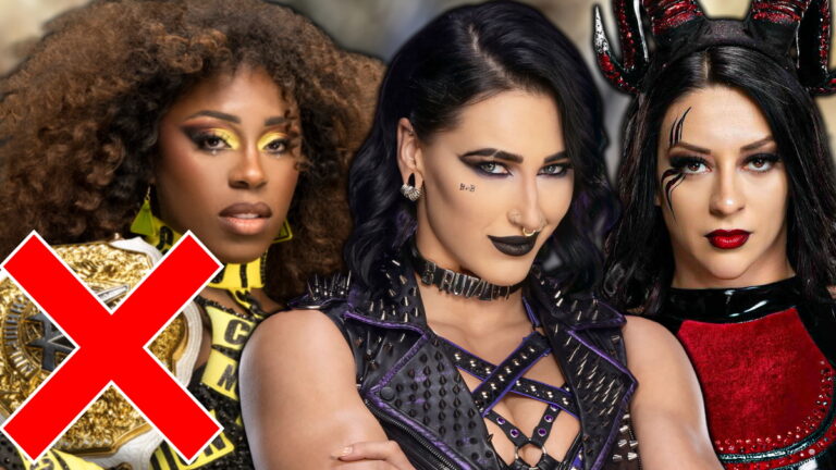 WWE stars Naomi, Rhea Ripley and Stephanie Vaquer