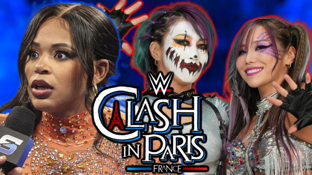 WWE Clash In Paris logo, Bianca Belair and the Kabuki Warriors