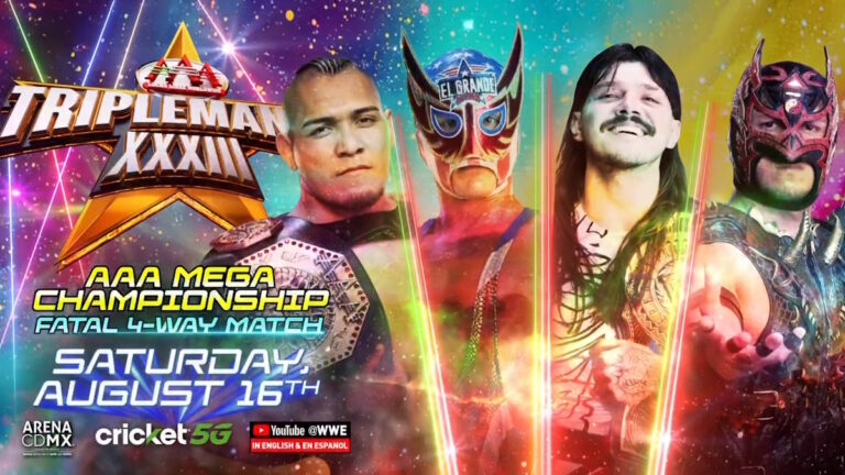 AAA TripleMania graphic for El Hijo Del Vikingo vs El Grande Americano vs Dominik Mysterio vs Dragon Lee