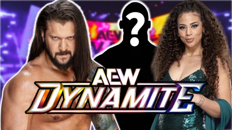AEW Dynamite logo with Karrion Kross and Samantha Irvin