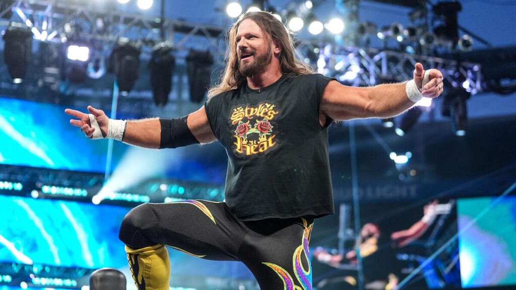 AJ Styles in his Eddie Guerrero themed WWE SummerSlam T-shirt