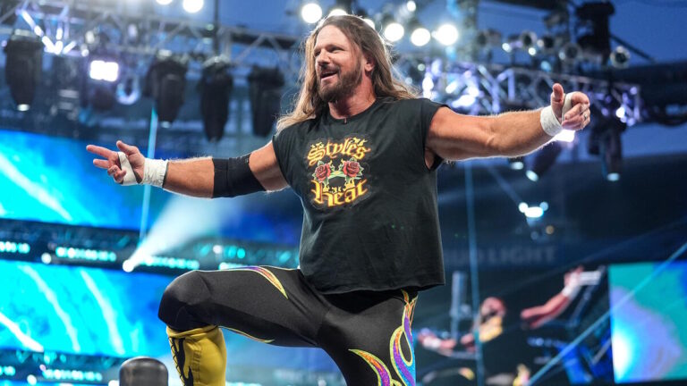 AJ Styles in his Eddie Guerrero themed WWE SummerSlam T-shirt