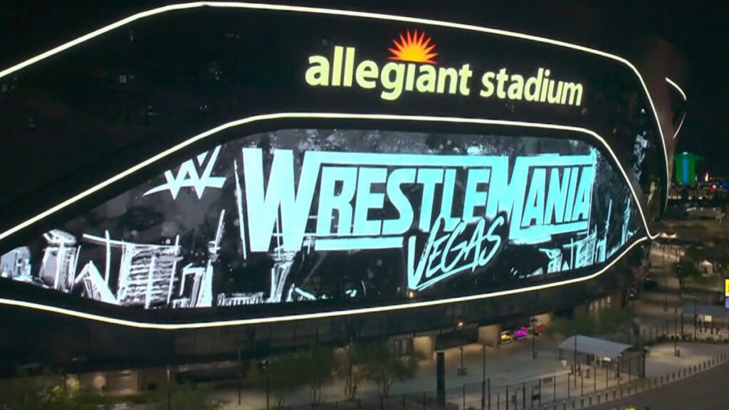 WWE WrestleMania 42 logo at Allegiant Stadium