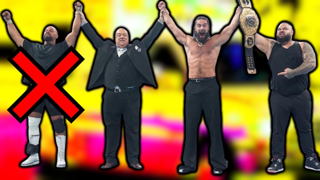 WWE stars Bron Breakker, Paul Heyman, Seth Rollins and Bronson Reed