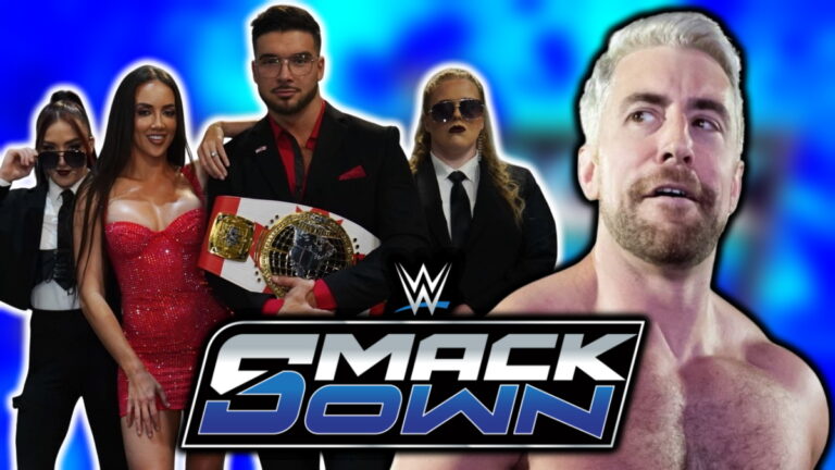 WWE SmackDown logo, Joe Hendry, Ethan Page and the Secret Hervice