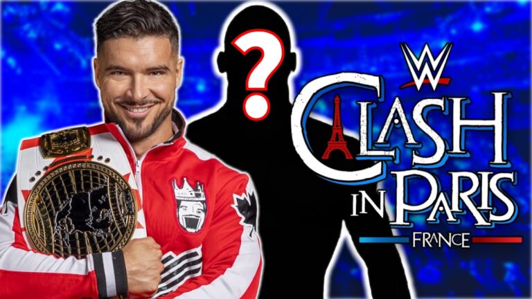 WWE NXT's Ethan Page with Clash in Paris 2025 logo