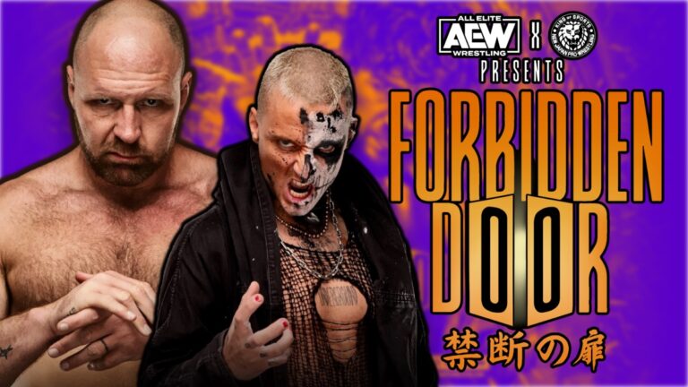 AEW Forbidden Door logo with Jon Moxley and Darby Allin