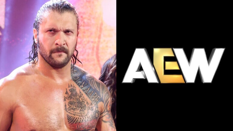 Former WWE star Karrion Kross and AEW logo