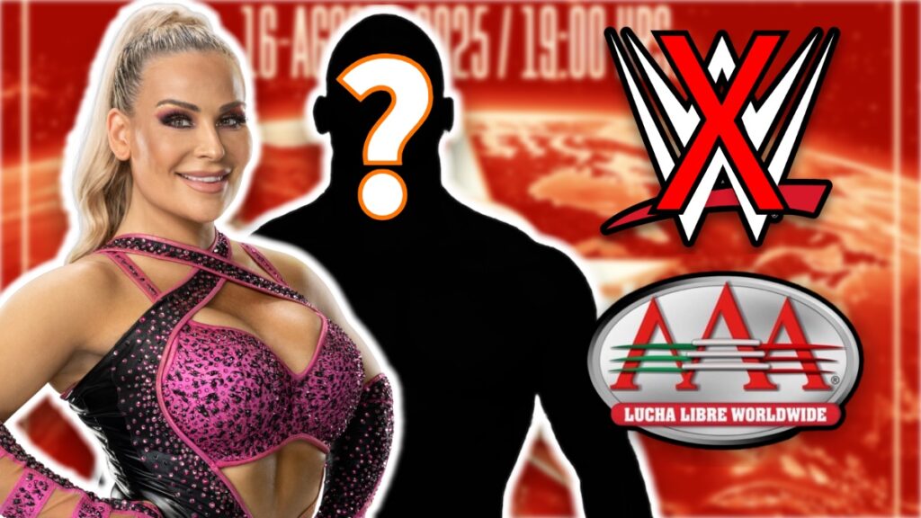 Natalya with AAA and WWE logos