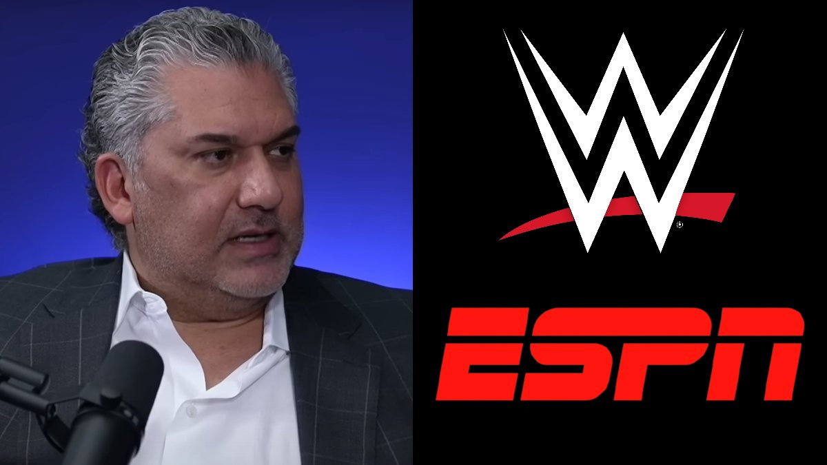 Nick Khan with WWE and ESPN logos