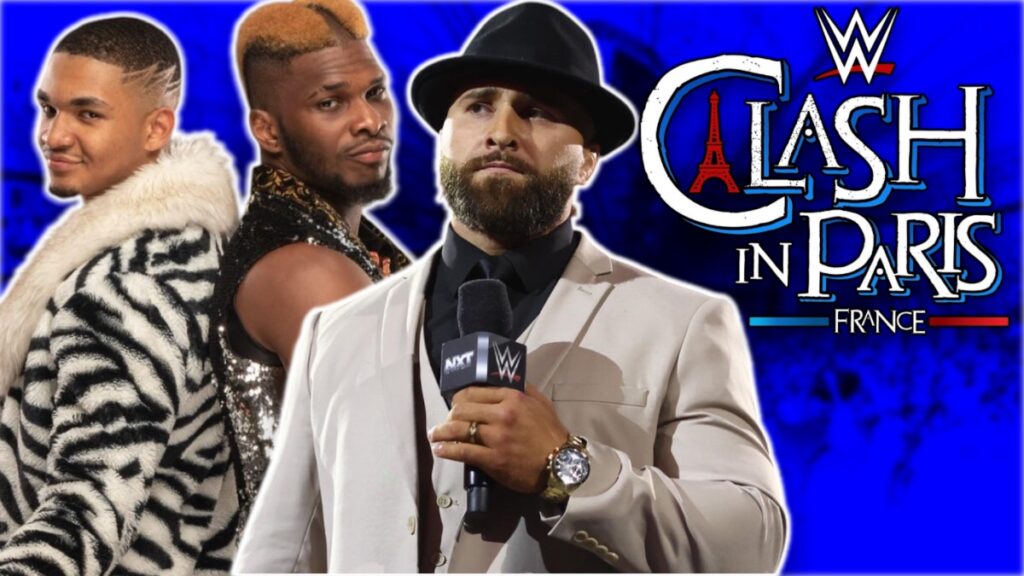 WWE Clash in Paris 2025 logo with Tony D'Angelo and Private Party