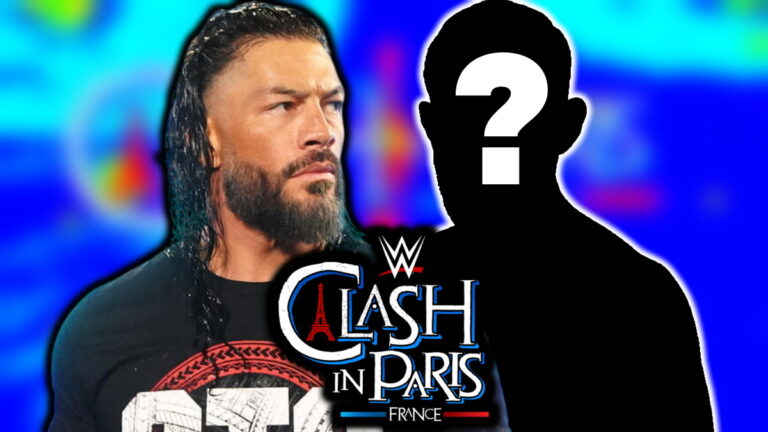 WWE Clash in Paris logo and Roman Reigns