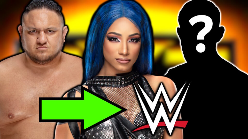 WWE NXT logo, Mercedes Mone (Sasha Banks) and Samoa Joe