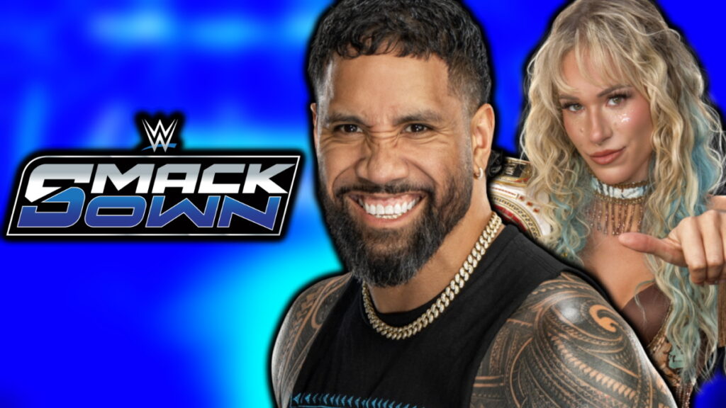 WWE SmackDown logo, Jey Uso and Sol Ruca
