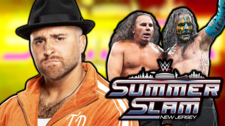 WWE SummerSlam 2025 logo, Tony D'Angelo and the Hardy Boyz