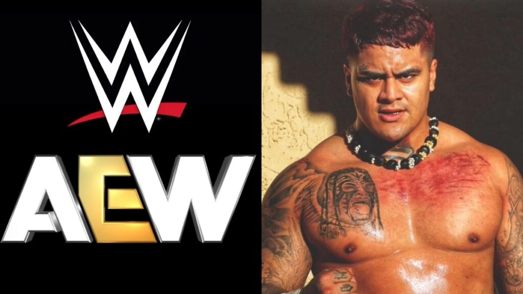 WWE and AEW logos with Zilla Fatu