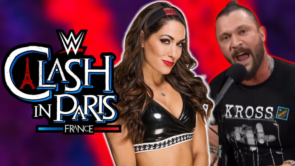 WWE Clash in Paris logo, Brie Bella and Karrion Kross