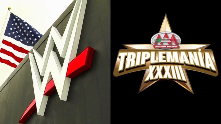 WWE HQ logo with AAA TripleMania XXXIII logo