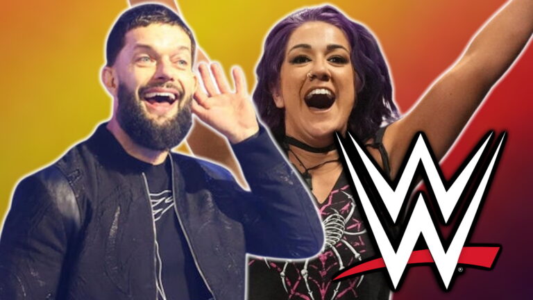 WWE logo, Finn Balor and Bayley