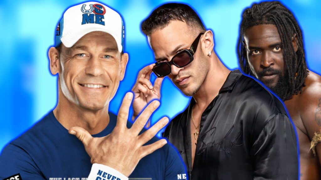 WWE stars John Cena, Ricky Saints and Oba Femi