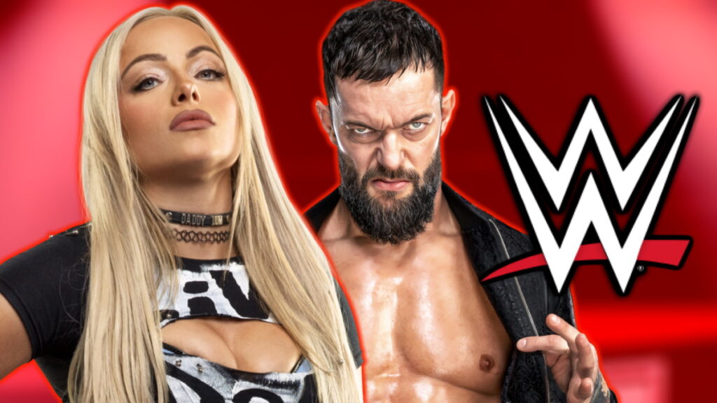 WWE logo, Liv Morgan and Finn Balor