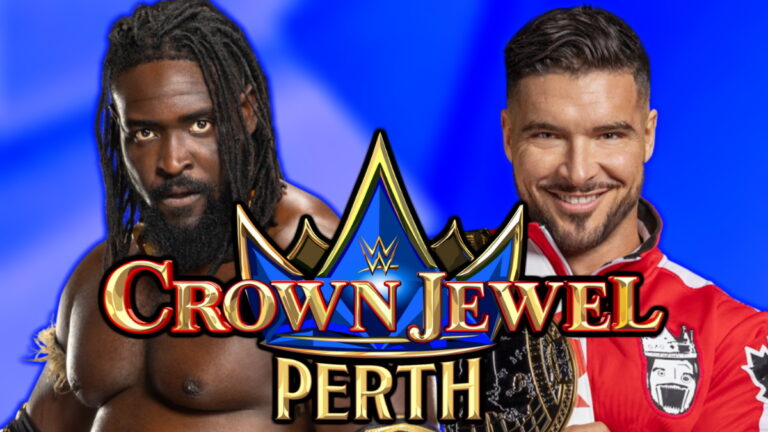 WWE Crown Jewel logo, Oba Femi and Ethan Page