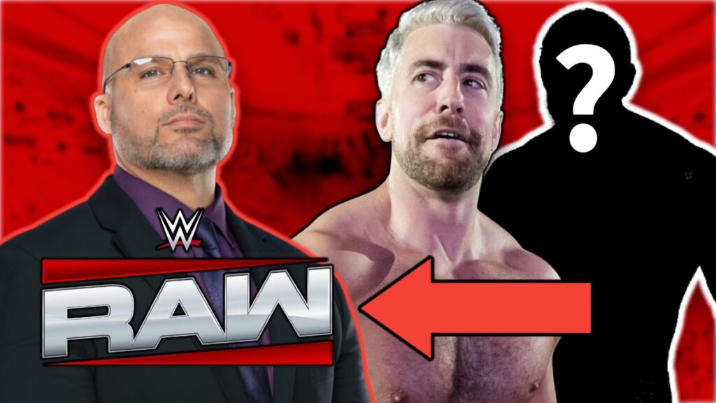 WWE Raw logo with Adam Pearce and Joe Hendry