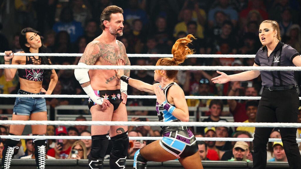 WWE stars Becky Lynch, CM Punk and AJ Lee