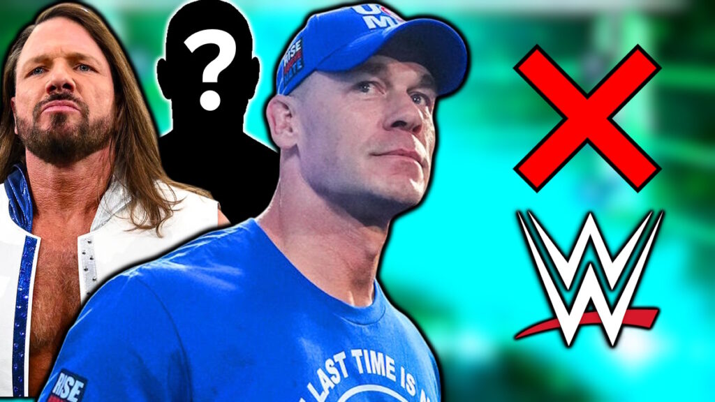 WWE logo, John Cena and AJ Styles