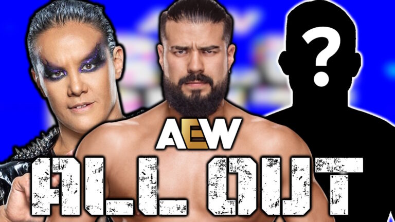 AEW All Out logo, Andrade and Shayna Baszler