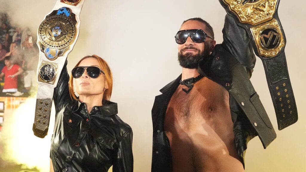 Becky Lynch and Seth Rollins in WWE