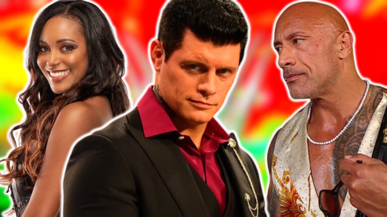 WWE star Cody Rhodes, Brandi Rhodes and The Rock