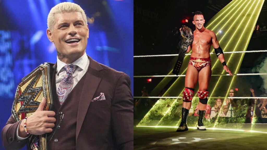 WWE Champion Cody Rhodes and NXT Champion Ricky Saints
