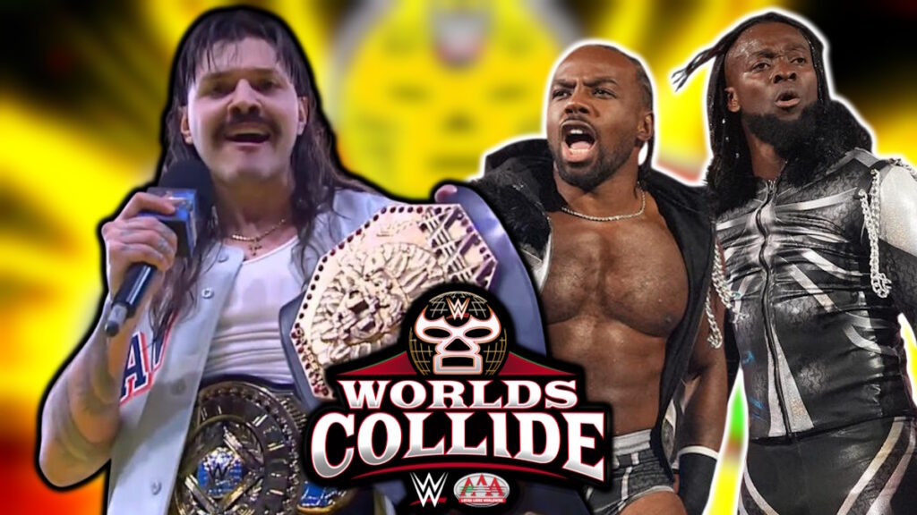 WWE & AAA Worlds Collide logo, Dominik Mysterio and New Day