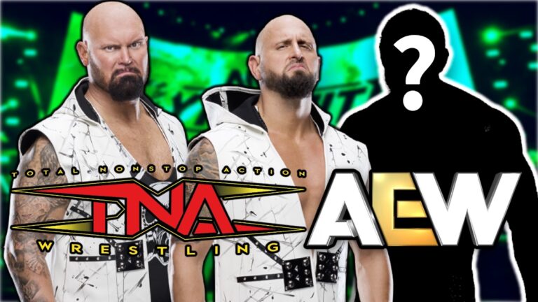Karl Anderson and Luke Gallows with AEW and TNA Wrestling logos
