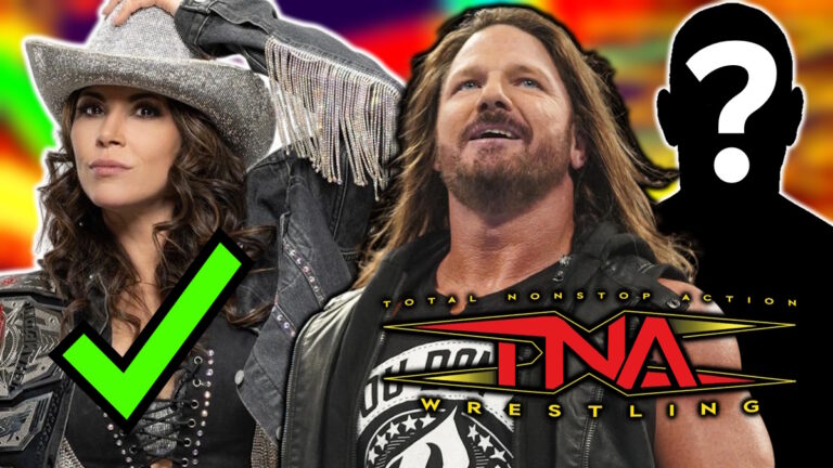 TNA Wrestling logo, Mickie James and AJ Styles