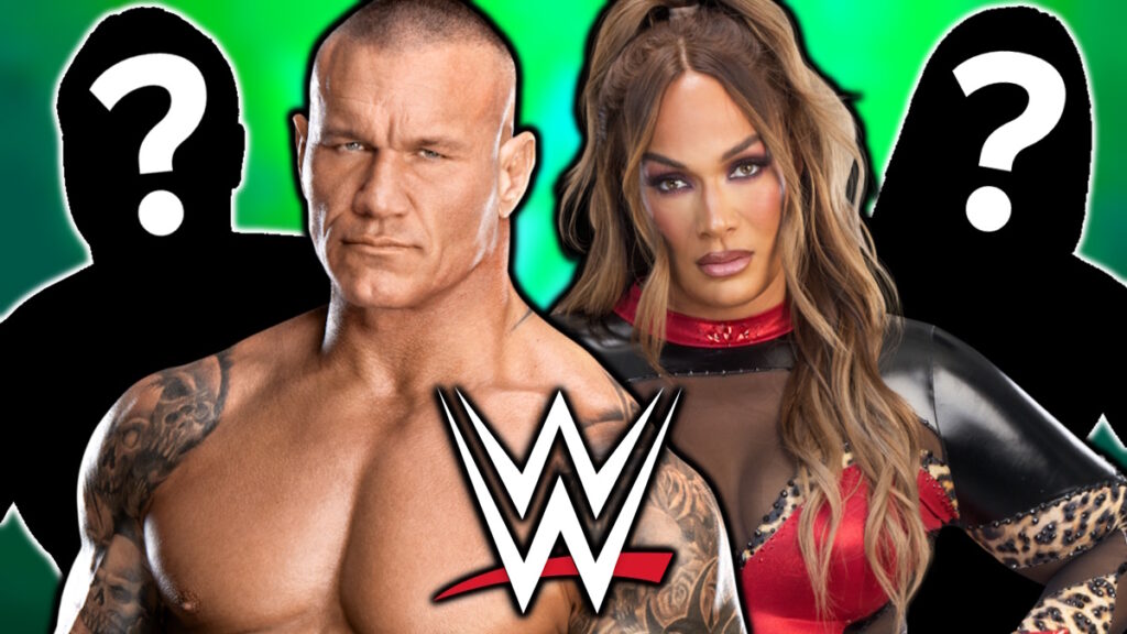 WWE logo, Randy Orton and Nia Jax