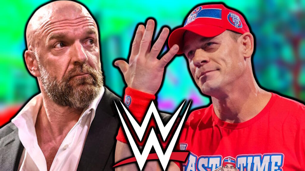 WWE logo, Triple H and John Cena