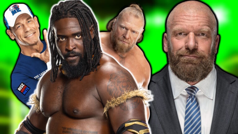 WWE stars Oba Femi, John Cena, Brock Lesnar and Triple H