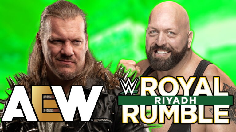 AEW and WWE Royal Rumble logos, Chris Jericho and Big Show