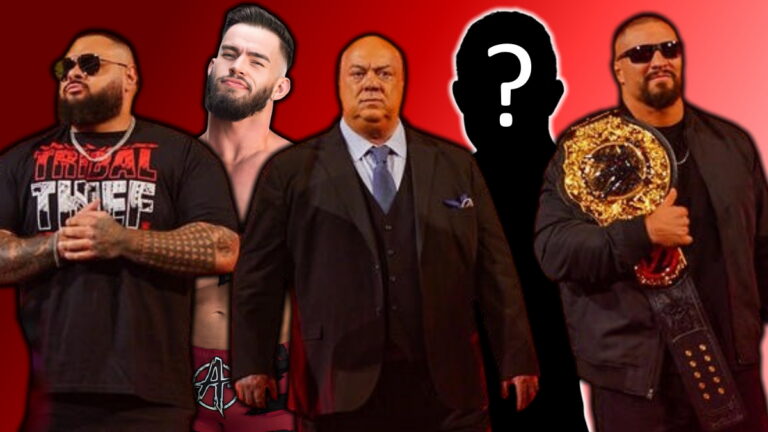 WWE stars Bronson Reed, Austin Theory, Paul Heyman and Bron Breakker
