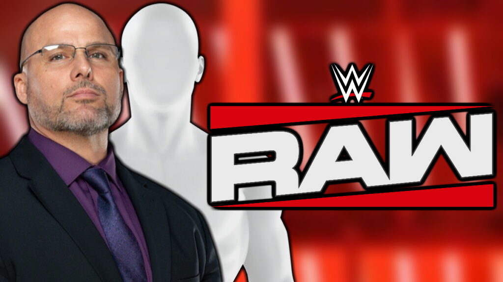 WWE Raw logo wth Adam Pearce